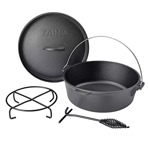 TAINO Dutch Oven Gusseisen-Topf Dopf Feuertopf mit Deckelheber