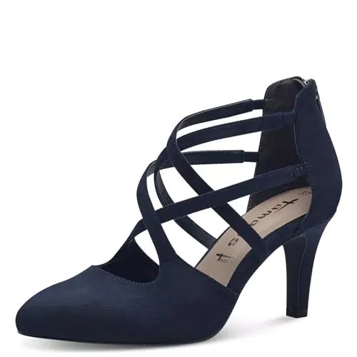 Tamaris Damen Pumps mit Riemchen - Textil, Vegan, Stilettoabsatz