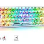 TECURS Mechanische Tastatur, RGB Gaming Tastatur Kabellos mit transparenter PC-Tastenkappe
