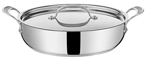 Tefal Jamie Oliver Servierpfanne 30 cm | Antihaftbeschichtung | Thermo-Signal | Silikon-Griff | induktionsgeeignet | ofenfest | Edelstahl