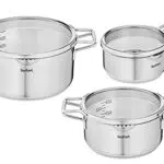 Tefal H852S3 Nordica 6-teiliges Topfset, bestehend aus Stielkasserolle 16 cm inkl. Deckel und Kochtöpfe 20/24 cm