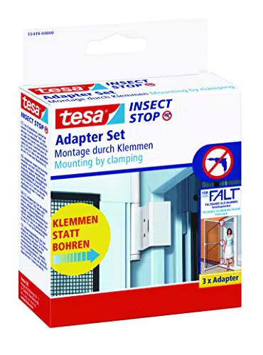 Tesa Insect Stop Tür Adapter für Alu-Rahmen - Tür-Klemme für einfache Montage ohne Bohren - Weiß