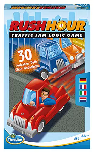 ThinkFun Rush Hour Mitbringspiel - Kompaktes Logikspiel für Kinder und Erwachsene ab 8 Jahren
