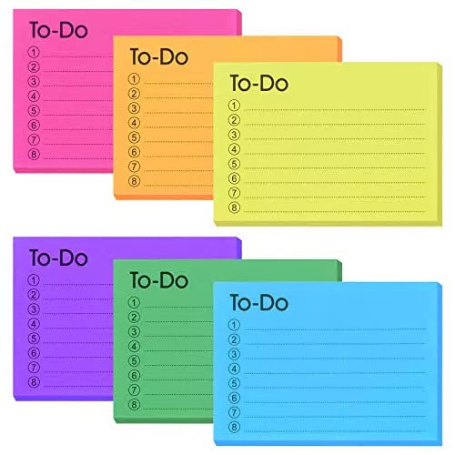 TIESOME Haftnotizen 6er Pack mit Linien - Selbstklebende Notizen für Büro und Schule