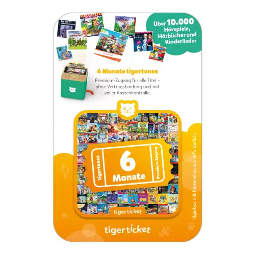 tigermedia tigerticket 6 Monate Streaming Zugang tigerbox TOUCH für 10.000 Kinder Hörspiele Hörbücher Musik Gute Nacht Geschichten Geschenkidee