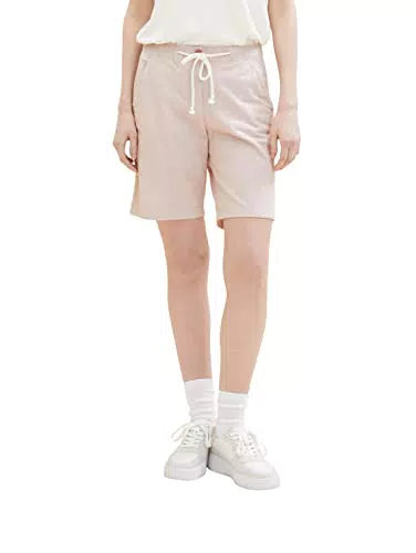 TOM TAILOR Damen 1036631 Bermuda Shorts, 32181 - Terracotta Offwhite Stripe