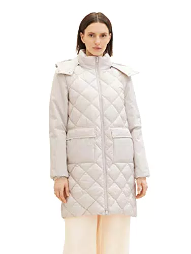 TOM TAILOR Damen 1036722 Steppmantel mit Abnehmbarer Kapuze & Taschen