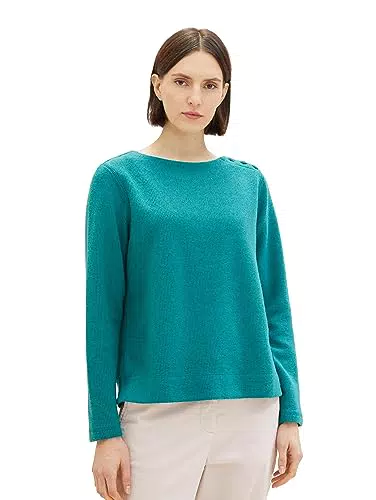 TOM TAILOR Damen Sweatshirt mit Knopfleiste