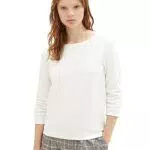 Tom Tailor Denim Damen Sweatshirt mit Raffarm & Struktur