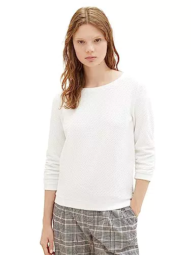 Tom Tailor Denim Damen Sweatshirt mit Raffarm & Struktur