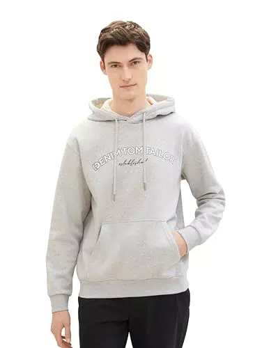 TOM TAILOR Denim Herren Hoodie Sweatshirt mit Logo-Print