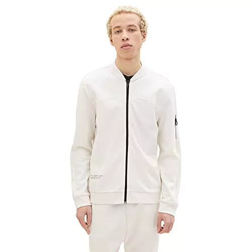 TOM TAILOR Denim Herren Sweatjacke 1035663, 12906 - Wool White
