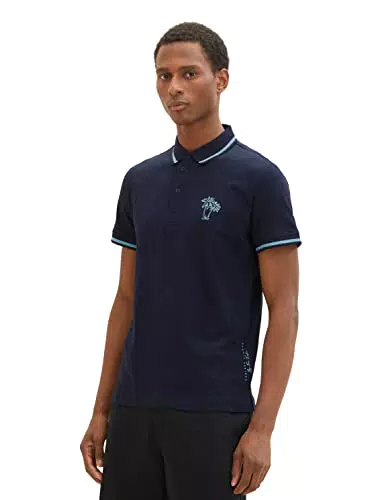 TOM TAILOR Herren Poloshirt mit Palmen-Print