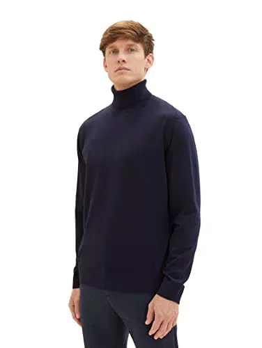 TOM TAILOR Herren 1038195 Cosy Rollkragen-Pullover, 13160-Knitted Navy Melange