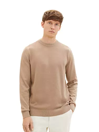 TOM TAILOR Herren 1038198 Basic Crewneck Strickpullover aus Baumwolle
