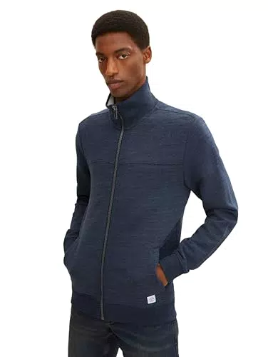 TOM TAILOR Herren Sweatjacke mit Stehkragen - Sky Captain Blue