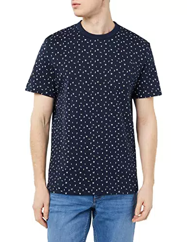 TOM TAILOR Herren T-Shirt mit geometrischem Design - Navy