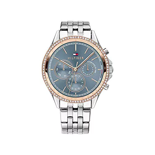Tommy Hilfiger Multi Zifferblatt Quarz Uhr für Damen mit Roségoldfarbenes Edelstahlarmband - 1781978