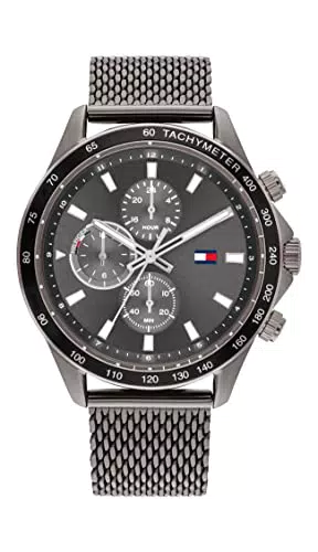 Tommy Hilfiger Herren Quarz Armbanduhr mit Multi-Zifferblatt und Edelstahl-Mesh-Armband