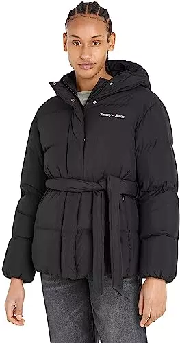Tommy Jeans Damen Daunenjacke Serif Linear Winter - Schwarz