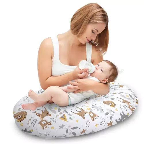 Totsy Baby Seitenschläferkissen 165 x 70 cm Komfortkissen Baumwolle - Schlafkissen mit Bezug Seitenschläfer Body Pillow mit Reißverschluss Pünktchen auf Grau