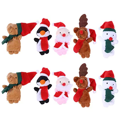 Toyvian Weihnachten Fingerpuppen Weihnachtsmann Schneemann pädagogische Fingerpuppen Puppen Handspielzeug Puppen Spielzeug für Kinder Xmas Party Supplies 10St