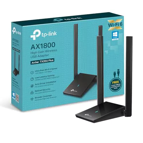 TP-Link Archer TX20U Plus WLAN Stick für PC, WiFi 6 AX1800 Dual Band, USB 3.0 - Schwarz