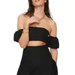Trendyol Damen Carmen Collar Lautstärke Popeline Bottom Top Anzug Skirt Set