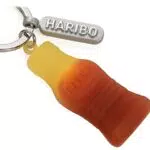 Troika Schlüsselanhänger mit Haribo Happy-Cola Anhänger aus Metall und PVC in der Farbe Silber-Braun
