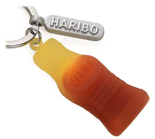Troika Schlüsselanhänger mit Haribo Happy-Cola Anhänger aus Metall und PVC in der Farbe Silber-Braun