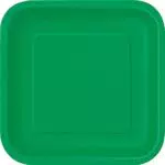Unique 31871EU Quadratische Umweltfreundliche Pappteller-23 cm-Smaragdgrün Farbe-Packung mit 14 Stück