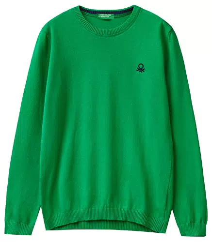 Benetton Jungen Pullover, Grün, Langarm - Größe M/L