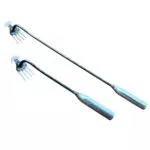 Unkrautstecher Gartenhacke Mit Stiel 2 Stück, 50cm & 30cm 4-Zinken-Doppelhacke Unkrautharke Metall