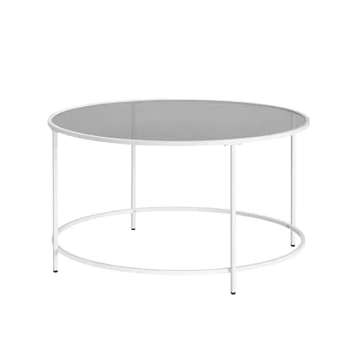 VASAGLE Runder Couchtisch, Wohnzimmertisch mit Stahlgestell