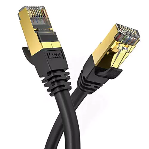 Veetop Cat8 Lan kabel 0, 25m 0, 5m 1m 2m 3m 5m 10meter 15meter 20meter Netzwerkkabel Ethernetkabel Internetkabel Superschnell Flexibel und Robust mit Vergoldetem RJ45 Schwarz