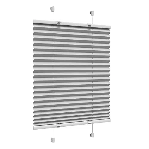 Victoria M. Easyfix Plissee Faltrollo ohne Bohren Plisseeanlage Klemmfix mit Klemmträger für Fenster und Türen