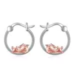 Tier Creolen Ohrringe aus 925 Sterling Silber - Französische Bulldogge/Schwarze Katze Schmuck
