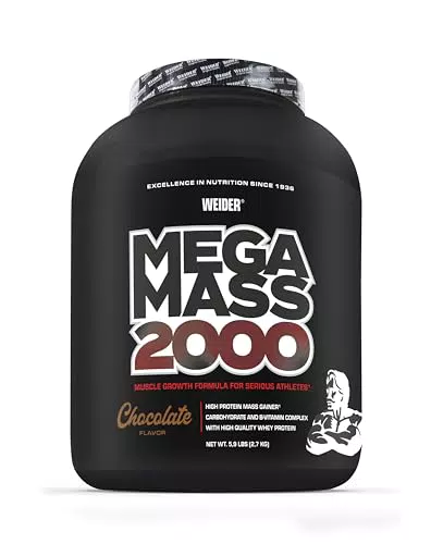 WEIDER Mega Mass 2000 Weight Gainer für Muskelaufbau mit hochwertigem Whey Protein - Schokolade