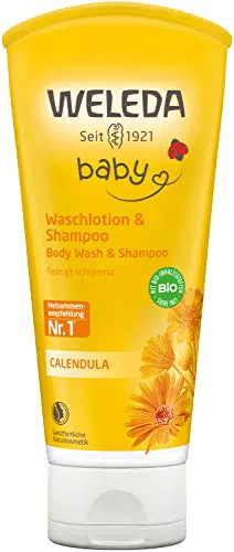 WELEDA Bio Calendula Baby Waschlotion & Shampoo - Veganes Naturkosmetik Duschgel für Neugeborene