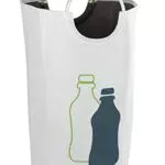 WENKO Flaschensammler Jumbo, 69 Liter, Flaschentasche mit dekorativem Aufdruck & Soft Grip Aluminium-Tragegriffe für einfachen Transport von leeren Flaschen