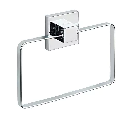 WENKO Handtuchring Quadro aus rostfreiem Edelstahl - Vakuum-Befestigung, glänzend - für Bad & Küche