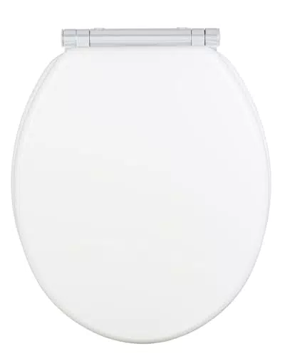 WENKO WC-Sitz Morra, Toilettensitz mit durchgehendem Scharnier und Absenkautomatik aus mehrfach lackiertem FSC-zertifiziertem MDF
