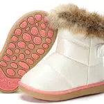 Winterschuhe Mädchen Jungen Warmer Stiefel Baby Gefütterte Stiefelchen Stiefelette Wasserdichte Kinderstiefel Weichsohlen Schneestiefeln Weiß =30CN