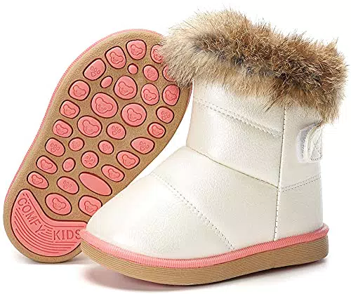Winterschuhe Mädchen Jungen Warmer Stiefel Baby Gefütterte Stiefelchen Stiefelette Wasserdichte Kinderstiefel Weichsohlen Schneestiefeln Weiß =30CN