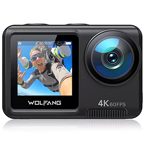 WOLFANG GA420 Action Cam 4K Unterwasserkamera mit WiFi und EIS - Wasserdicht bis 10m, Dual Screen, Helmkamera