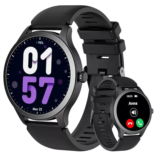 Smartwatch Woneligo Damen mit Telefonfunktion und Herzfrequenzmessung - 100+ Sportmodi, Schlafüberwachung, Wetter, Kamerasteuerung
