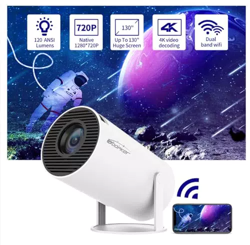 Beamer 4K Heimkino Mini Projektor mit WiFi6 und Bluetooth 5.0 - Android OS 11.0 - 130-Zoll-Display - HY-300