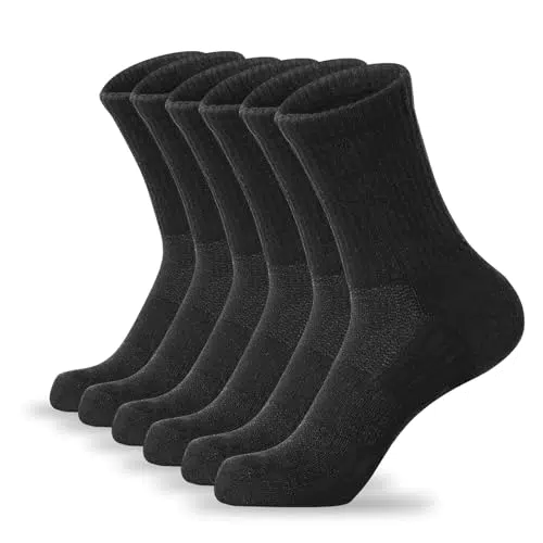 YANIKY 6 Paar Socken Herren Damen Sneaker Socken Wandersocken Baumwolle Lang Sportsocken Gepolstert Atmungsaktiv Laufsocken Tennisocken Cushioned Training Socken 43-46 39-42 35-38 47-50