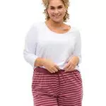 Zizzi Damen Große Größen Baumwoll T Shirt mit 3/4 Ärmeln und Rundhals Gr - Plus Size Damen Kleidung 54-56 Bright White