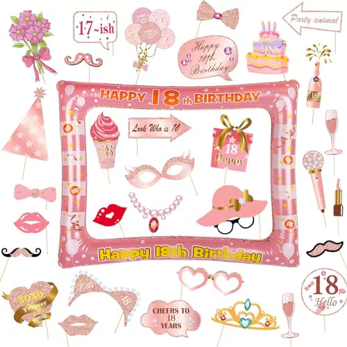 Geburtstagsfeier Fotorequisiten für Frauen und Männer - Lustige Fotobox Accessoires für Partys und Feste